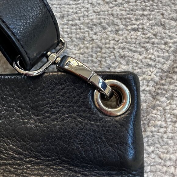 Margot Black Luxe Leather Double Zipper Adjustable Removable Strap Crossbody - Picture 4 of 7